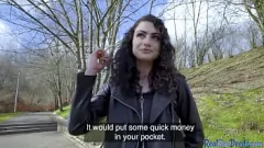 Play Edgy alt babe with ripped pantyhose and tattoos rides POV dick in reverse cowgirl for cash after a sloppy blowjob