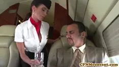 Play Two flight attendants serve a passenger with a pussy